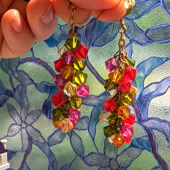 💖 Handmade multicolored Crystal earrings from Mexico - Picture 1 of 4